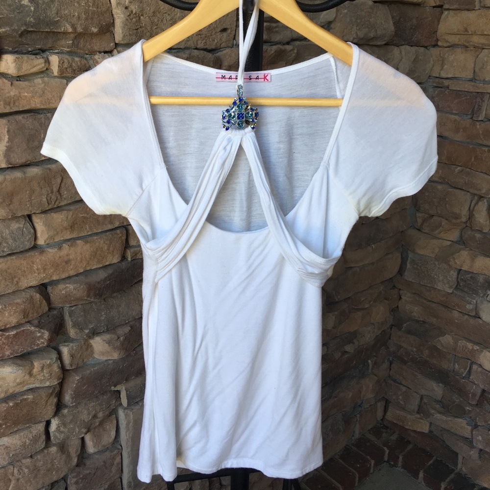 Marisa K White with Silver and Blue Rhinestone